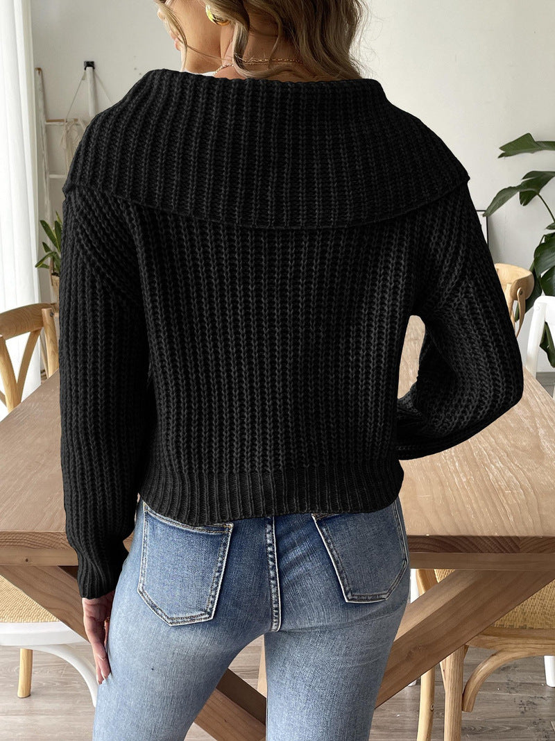 Pull Col Rabattu en Maille