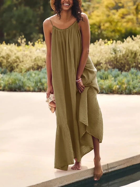 Robe soline en gaze de coton à bretelles & la légèreté absolue