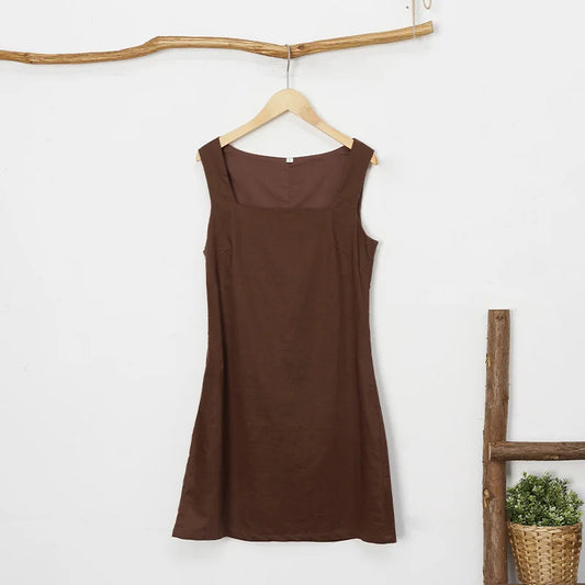 Robe Jade à col carré en coton & lin