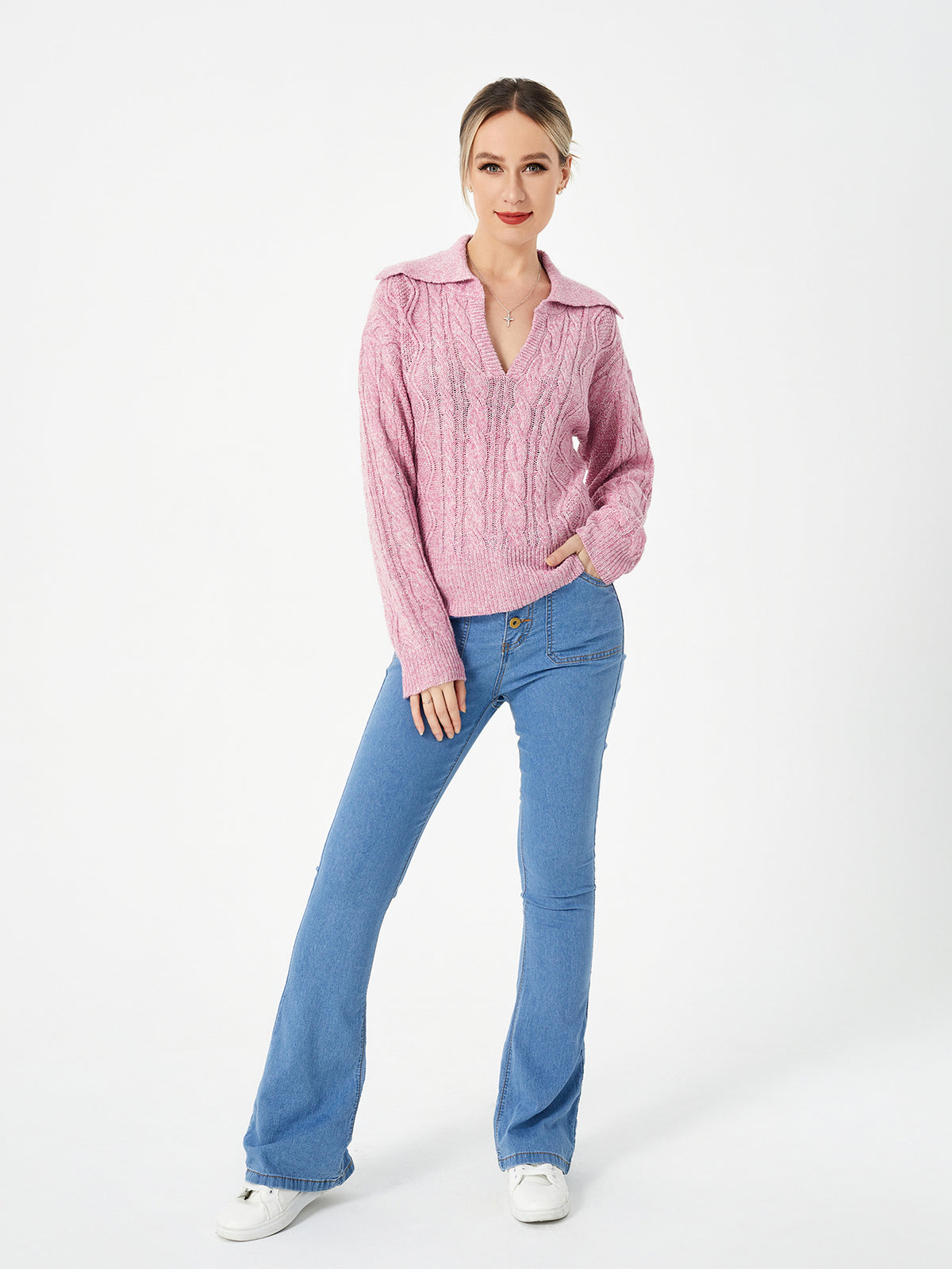 Pull Col Polo en Maille Torsadée