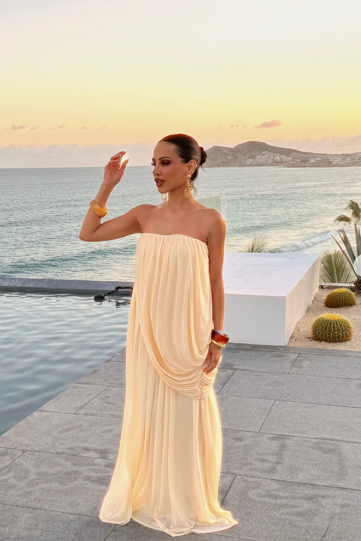 Robe Longue Bustier Plissée - L'Élégance Riviera
