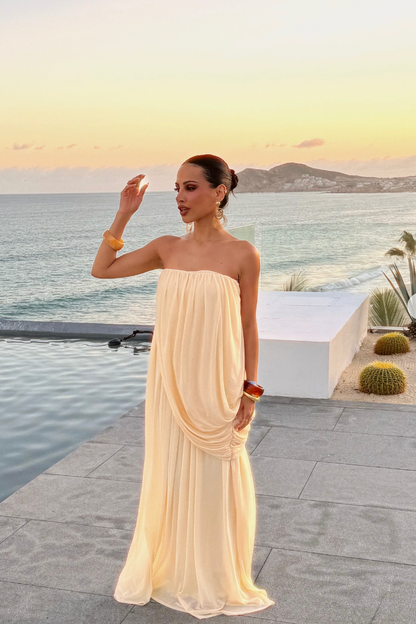 Robe Longue Bustier Plissée - L'Élégance Riviera