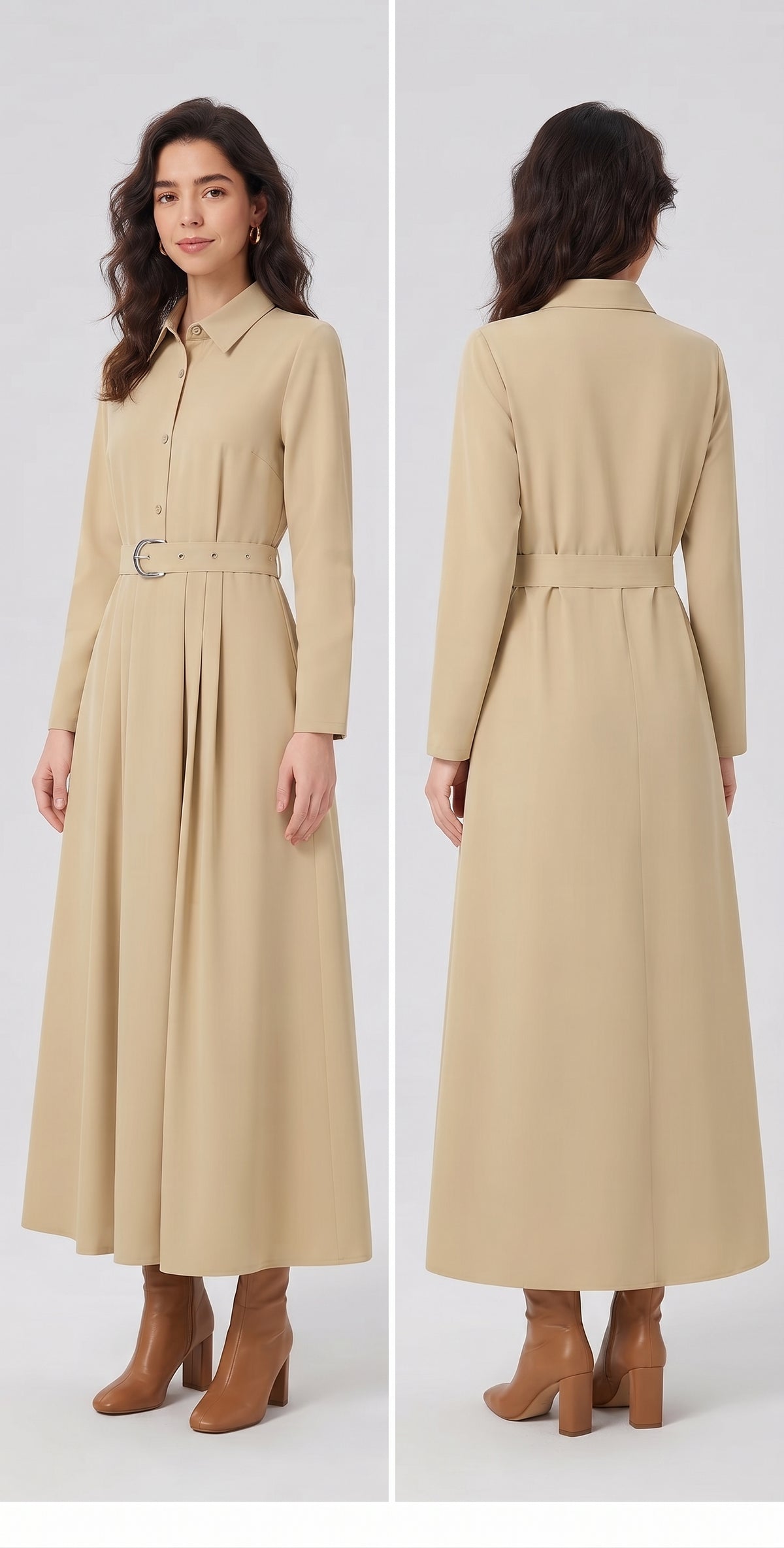 Robe Longue Fluide Boutonnée