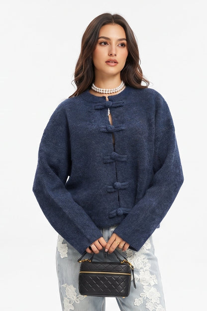 La Veste en Maille Rétro à Boucle Chinoise⎥L'Élégance Singulière