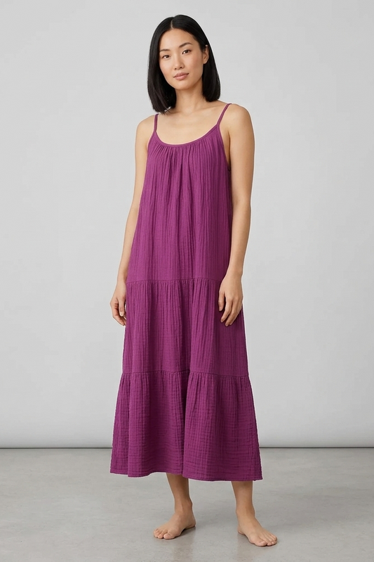 Robe longue esmée en gaze de coton & dos nu