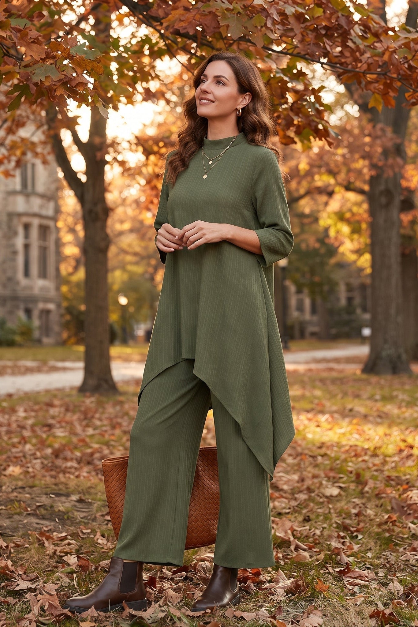 Ensemble Col Montant Côtelé⎮Pantalon Large