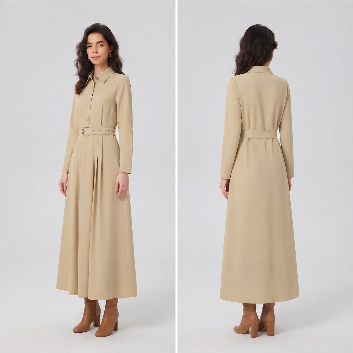 Robe Longue Fluide Boutonnée