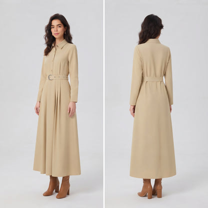 Robe Longue Fluide Boutonnée