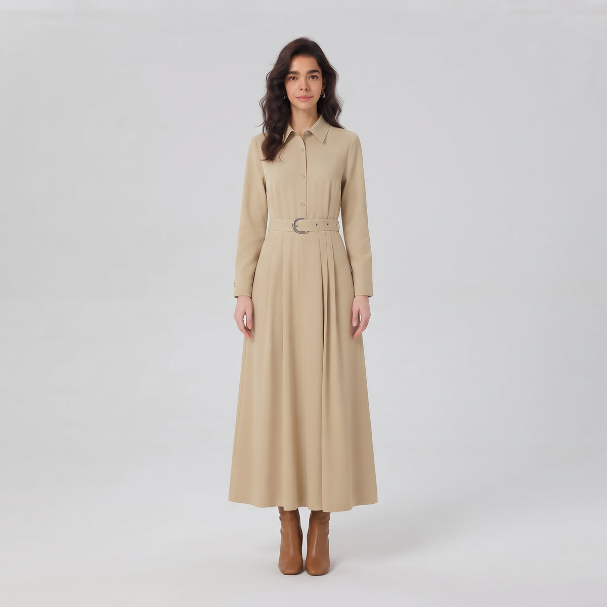 Robe Longue Fluide Boutonnée
