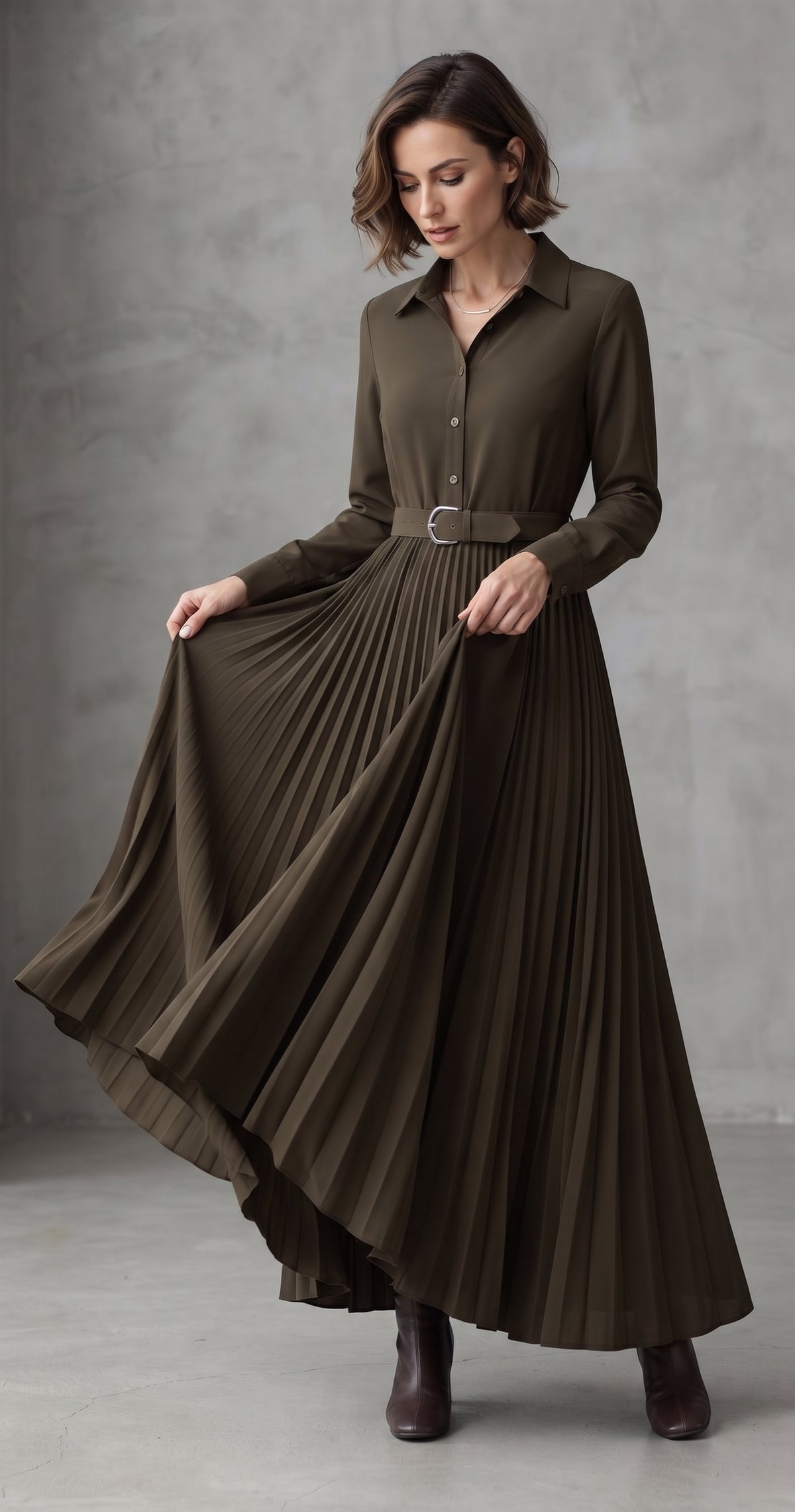 Robe Longue Fluide Boutonnée