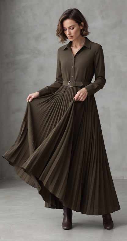Robe Longue Fluide Boutonnée