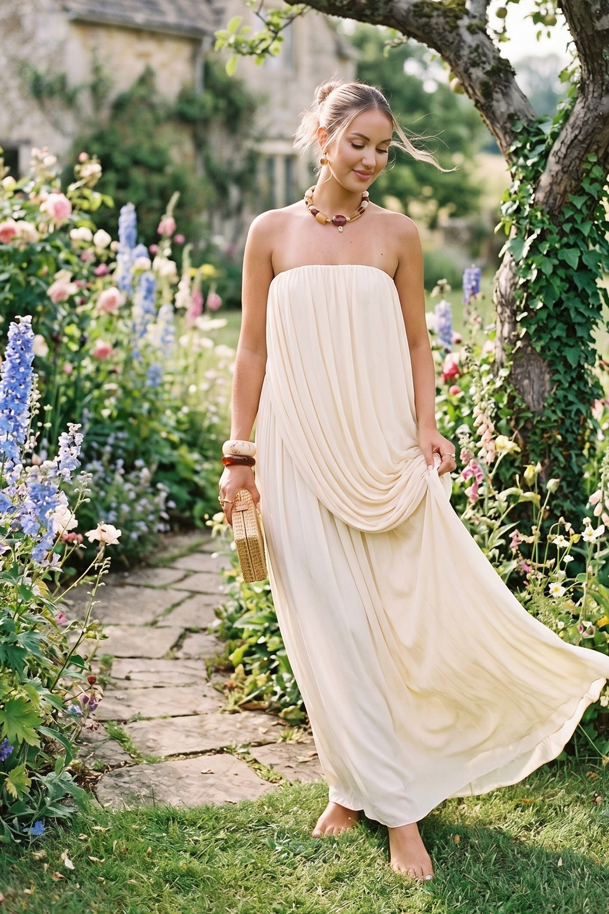 Robe Longue Bustier Plissée - L'Élégance Riviera