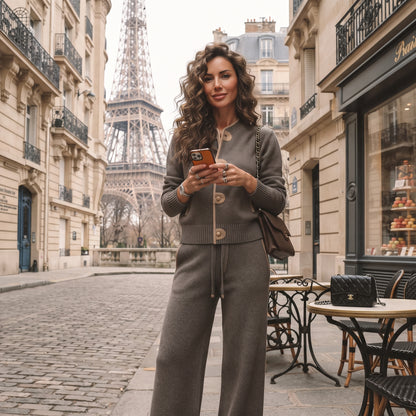 Ensemble Deux Pièces en Tricot Souple Cocooning