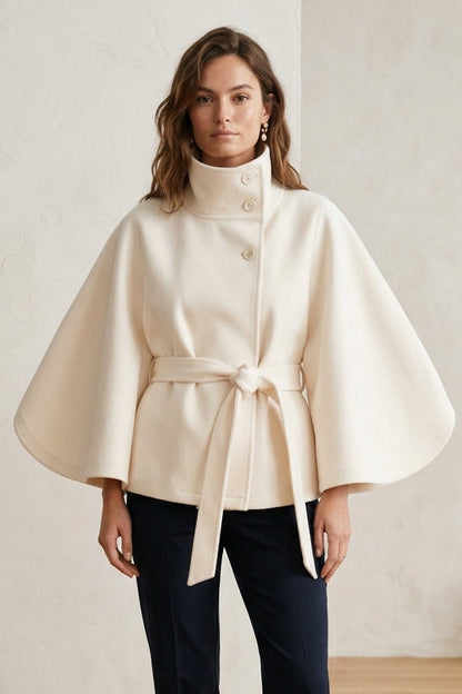 Manteau Ceinturé Col Montant  L'Élégance Enveloppante