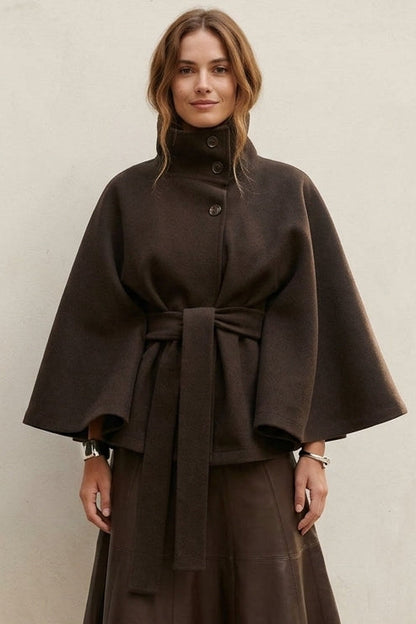 Manteau Ceinturé Col Montant  L'Élégance Enveloppante