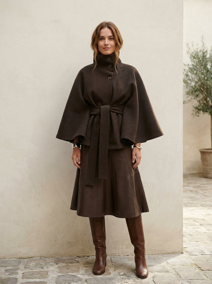 Manteau Ceinturé Col Montant  L'Élégance Enveloppante