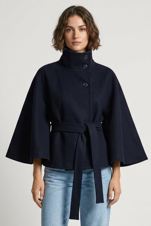 Manteau Ceinturé Col Montant  L'Élégance Enveloppante
