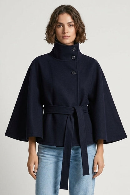 Manteau Ceinturé Col Montant  L'Élégance Enveloppante