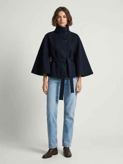 Manteau Ceinturé Col Montant  L'Élégance Enveloppante