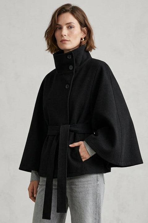 Manteau Ceinturé Col Montant  L'Élégance Enveloppante