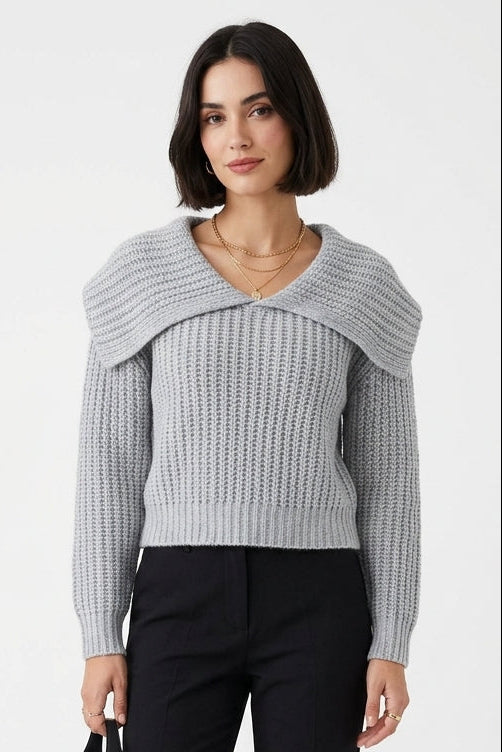 Pull Col Rabattu en Maille