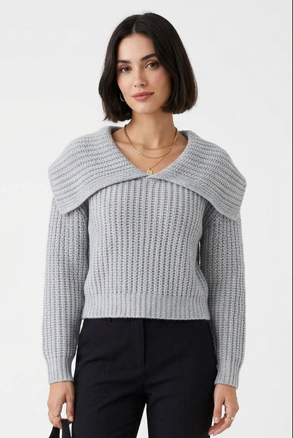 Pull Col Rabattu en Maille