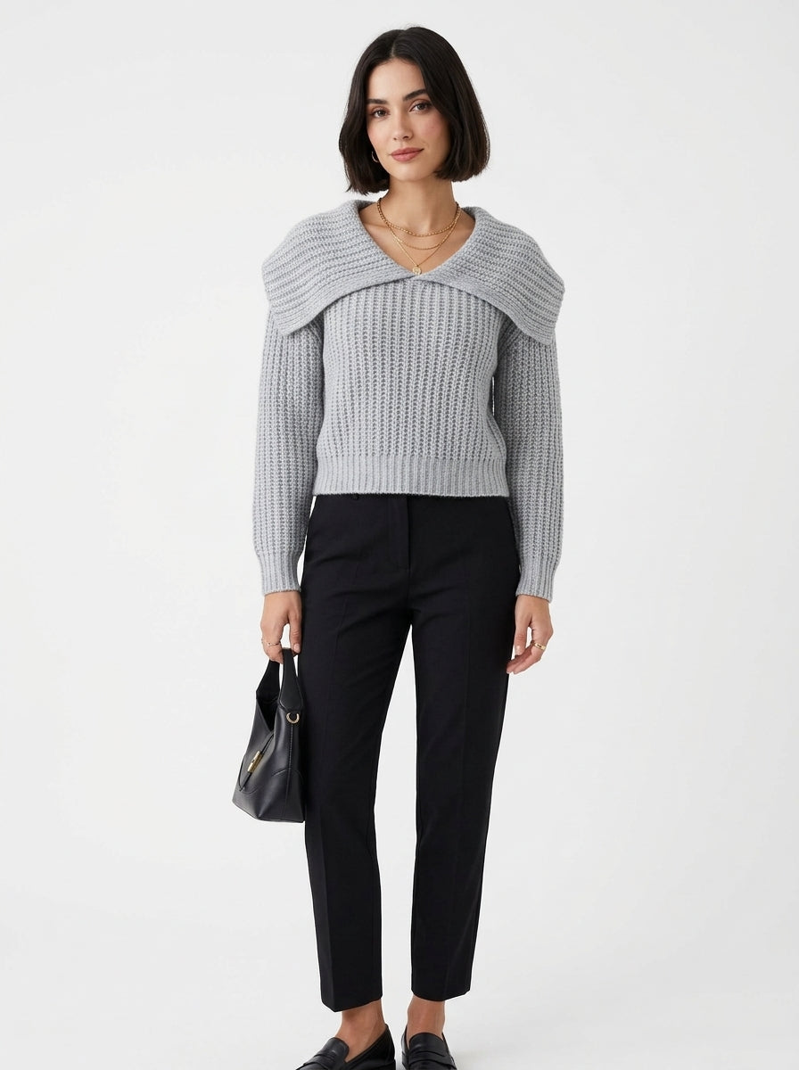 Pull Col Rabattu en Maille