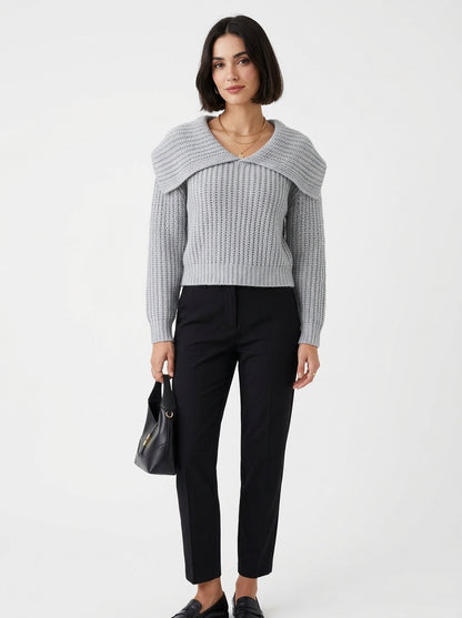 Pull Col Rabattu en Maille