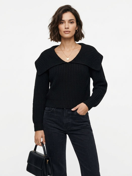 Pull Col Rabattu en Maille