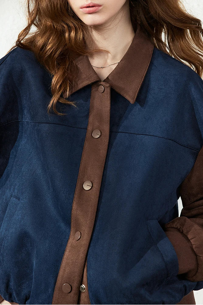 La Veste en Daim Color Block & Rétro