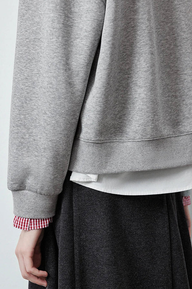 Le Sweat-Shirt Zippé Patchwork & Broderie Cœur