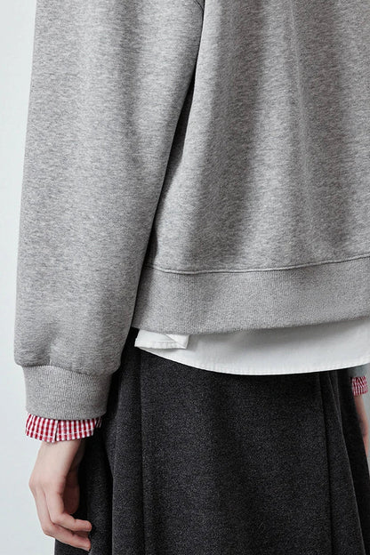 Le Sweat-Shirt Zippé Patchwork & Broderie Cœur