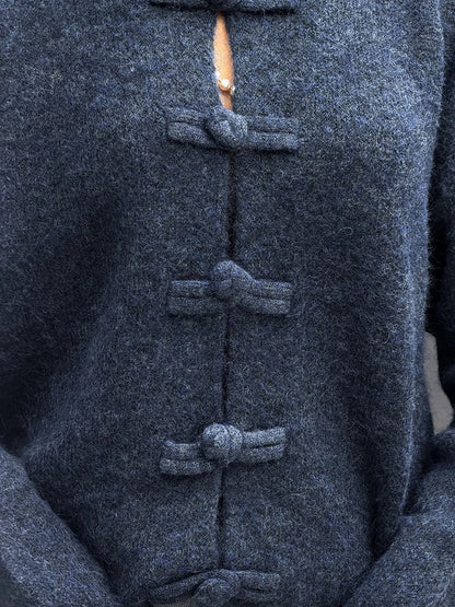La Veste en Maille Rétro à Boucle Chinoise⎥L'Élégance Singulière