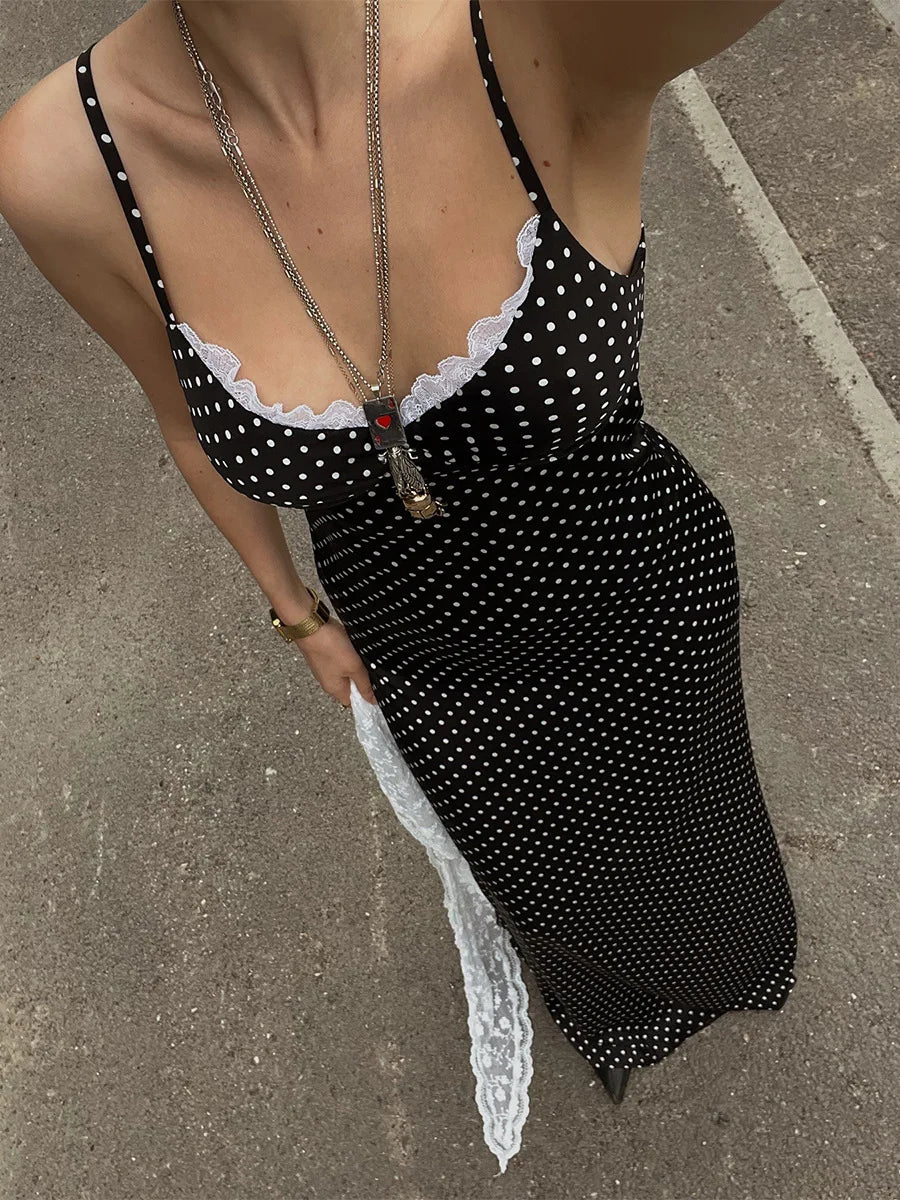 Robe Midi Chloé⎮Pois Rétro, Dentelle