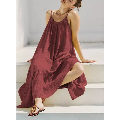 Robe soline en gaze de coton à bretelles & la légèreté absolue