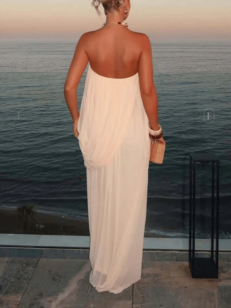 Robe Longue Bustier Plissée - L'Élégance Riviera