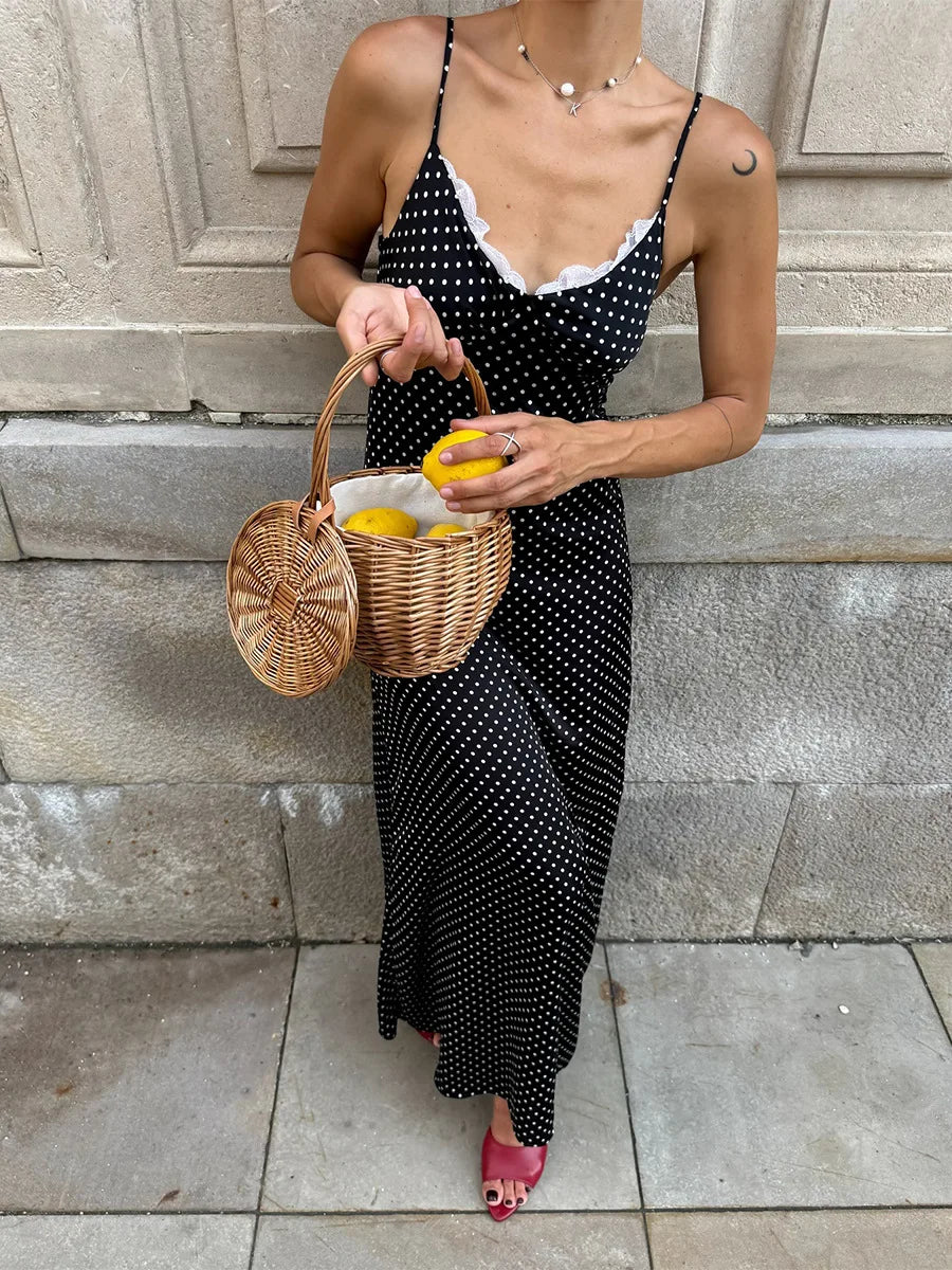 Robe Midi Chloé⎮Pois Rétro, Dentelle