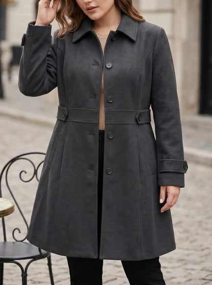 Manteau long ceinturé⎢Col à revers