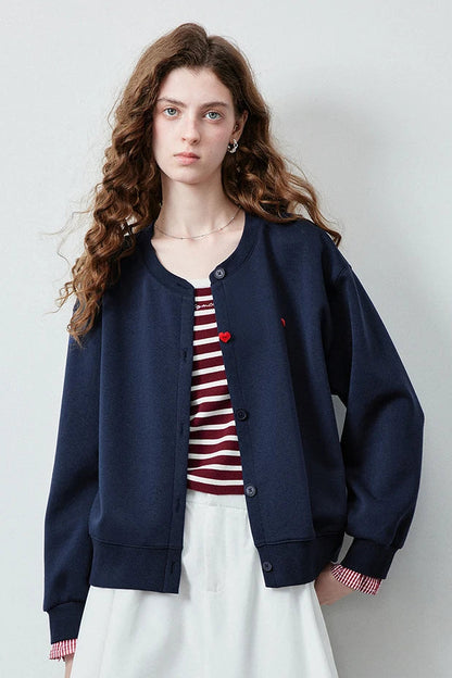 Le Sweat-Shirt Zippé Patchwork & Broderie Cœur