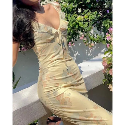 Robe flora dos nu à Volants & l'essence de l'été coquette