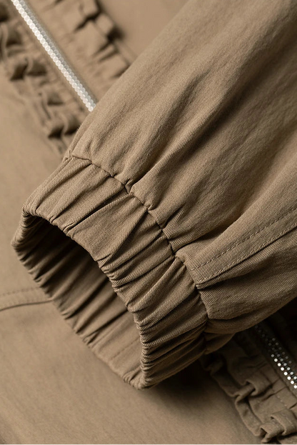 La Veste Workwear Vintage Chic à Col Montant & Volants