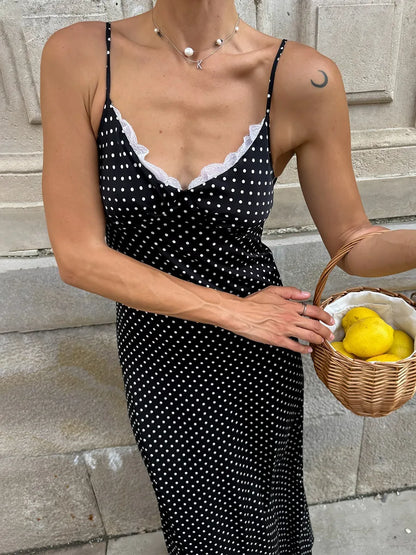 Robe Midi Chloé⎮Pois Rétro, Dentelle
