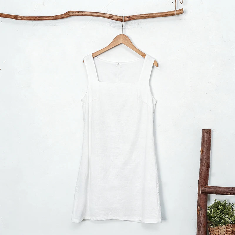 Robe Jade à col carré en coton & lin