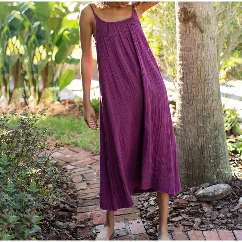 Robe longue esmée en gaze de coton & dos nu