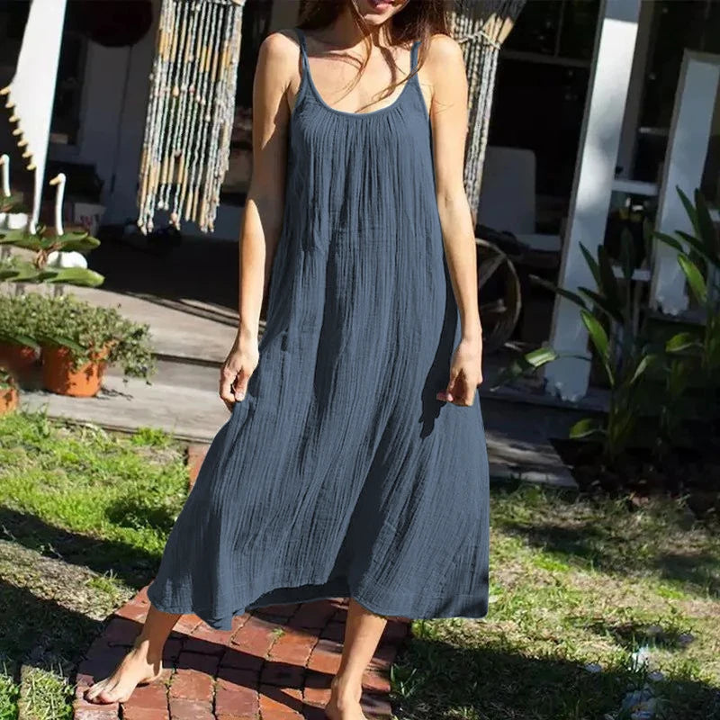Robe longue esmée en gaze de coton & dos nu