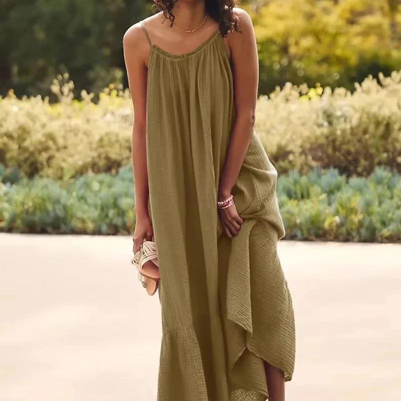 Robe soline en gaze de coton à bretelles & la légèreté absolue
