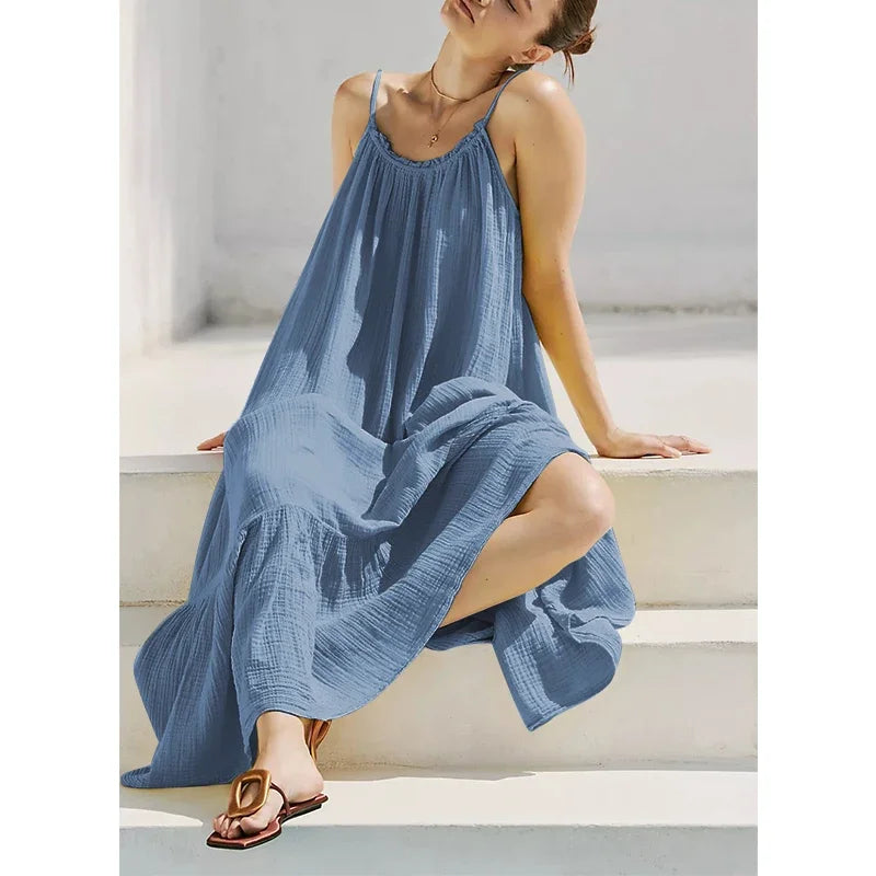 Robe soline en gaze de coton à bretelles & la légèreté absolue