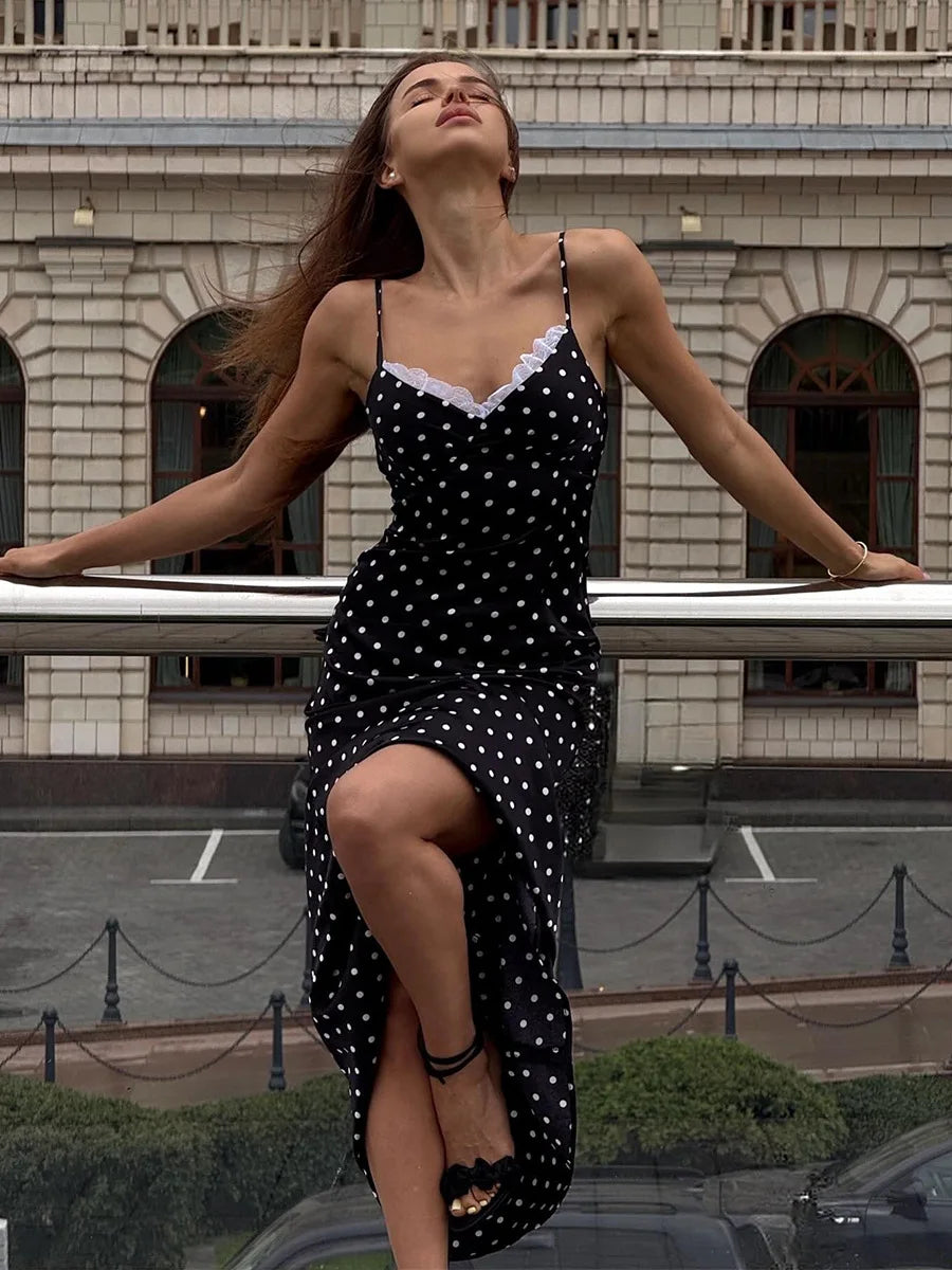 Robe Midi Chloé⎮Pois Rétro, Dentelle