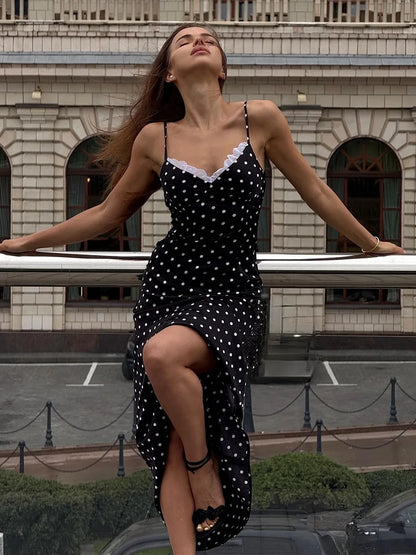 Robe Midi Chloé⎮Pois Rétro, Dentelle