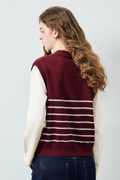 Le Pull Tricoté Effet Deux Pièces à Rayures Graphiques
